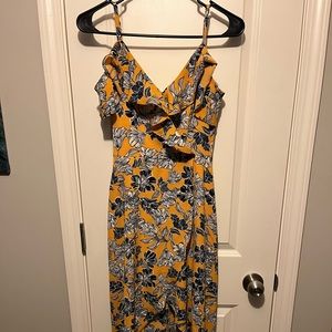 Iz Byer Golden yellow floral high low dress